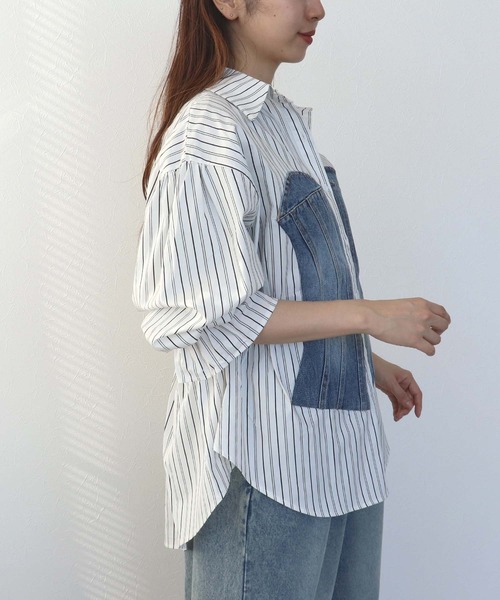 Cepica（セピカ）の「Backギャザーデニムパッチシャツ（シャツ/ブラウス・レディース・ストライプ・FREE）」の11枚目の写真