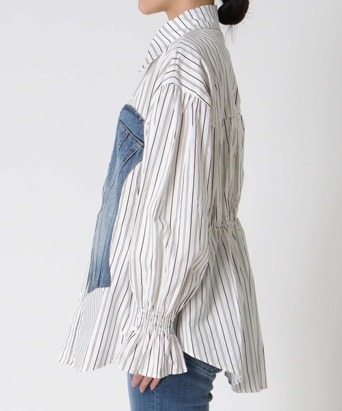 Cepica（セピカ）の「Backギャザーデニムパッチシャツ（シャツ/ブラウス・レディース・ストライプ・FREE）」の8枚目の写真