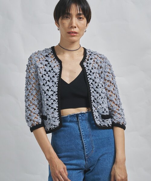 Whim Gazette（ウィムガゼット）の「【GEMINI】ハンドニットカーディガン（カーディガン/ボレロ・レディース・ブルー/ブルー系その他・FREE）」の2枚目の写真