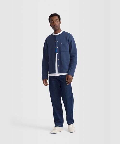 agnes b.（アニエスベー）の「メンズ コットン メルトン 長袖 カーディガンプレッション "Khelian"（カーディガン/ボレロ・メンズ・ブルー系その他・1/2）」の2枚目の写真