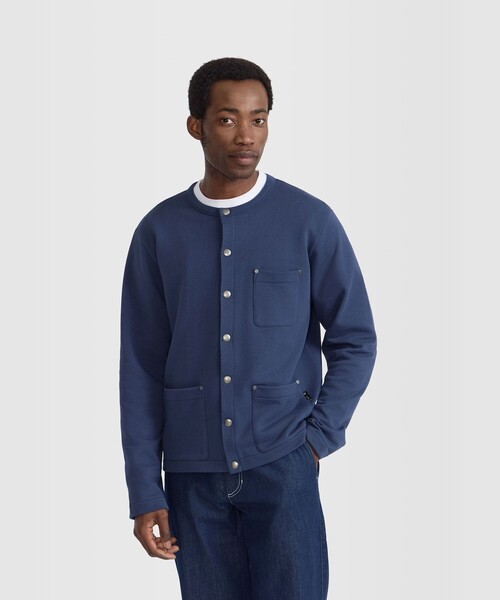 agnes b.（アニエスベー）の「メンズ コットン メルトン 長袖 カーディガンプレッション "Khelian"（カーディガン/ボレロ・メンズ・ブルー系その他・1/2）」の3枚目の写真