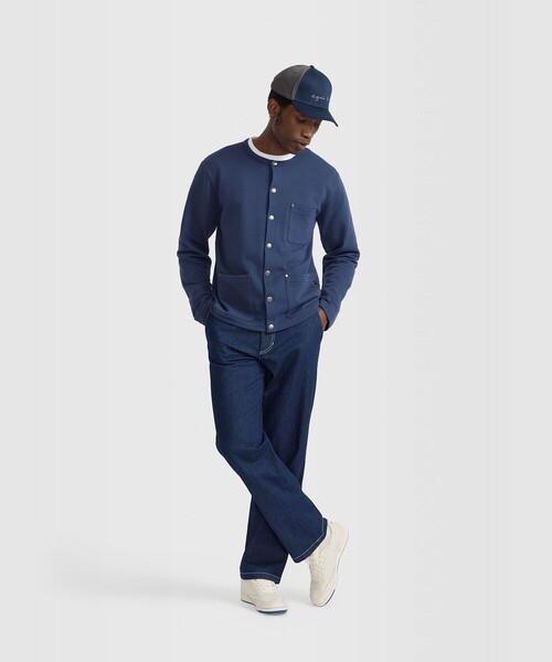 agnes b.（アニエスベー）の「メンズ コットン メルトン 長袖 カーディガンプレッション "Khelian"（カーディガン/ボレロ・メンズ・ブルー系その他・1/2）」の6枚目の写真