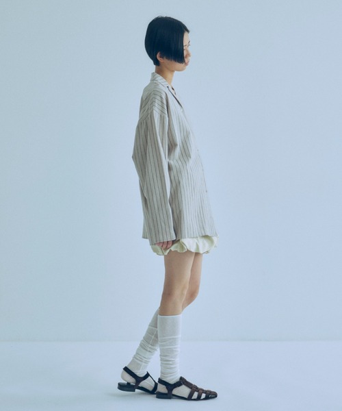EN NEUME(エンノイム)の「Linen Touch Stripe Open Collar Shirt(シャツ/ブラウス・レディース・ブラウン/アイボリー・FREE)」の11枚目の写真