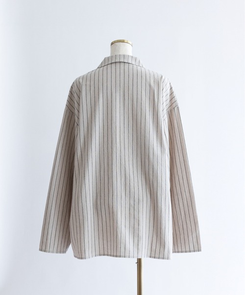 EN NEUME(エンノイム)の「Linen Touch Stripe Open Collar Shirt(シャツ/ブラウス・レディース・ブラウン/アイボリー・FREE)」の16枚目の写真