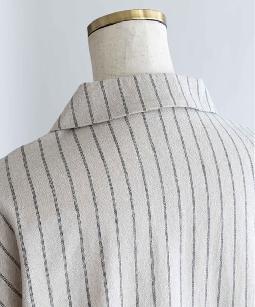EN NEUME(エンノイム)の「Linen Touch Stripe Open Collar Shirt(シャツ/ブラウス・レディース・ブラウン/アイボリー・FREE)」の20枚目の写真