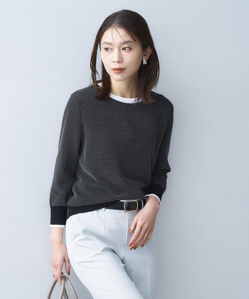 UNTITLED（アンタイトル）の「配色ハイゲージニットトップス（ニット/セーター・レディース・グレー系8/ブラック系4/ホワイト系5・03/02/01/00/48/44/04）」の2枚目の写真