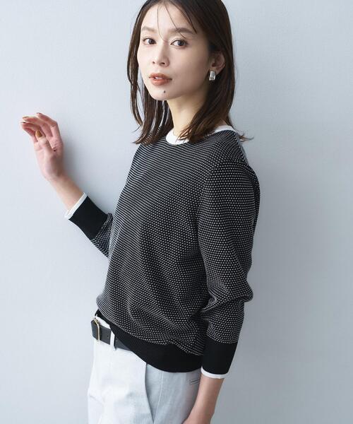 UNTITLED（アンタイトル）の「配色ハイゲージニットトップス（ニット/セーター・レディース・グレー系8/ブラック系4/ホワイト系5・03/02/01/00/48/44/04）」の13枚目の写真