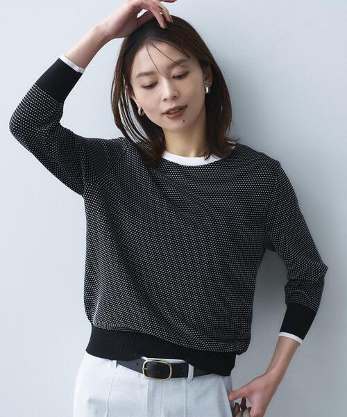 UNTITLED（アンタイトル）の「配色ハイゲージニットトップス（ニット/セーター・レディース・グレー系8/ブラック系4/ホワイト系5・03/02/01/00/48/44/04）」の14枚目の写真