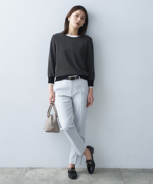 UNTITLED（アンタイトル）の「配色ハイゲージニットトップス（ニット/セーター・レディース・グレー系8/ブラック系4/ホワイト系5・03/02/01/00/48/44/04）」の15枚目の写真