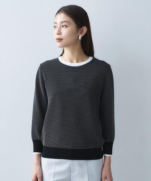 UNTITLED（アンタイトル）の「配色ハイゲージニットトップス（ニット/セーター・レディース・グレー系8/ブラック系4/ホワイト系5・03/02/01/00/48/44/04）」の17枚目の写真