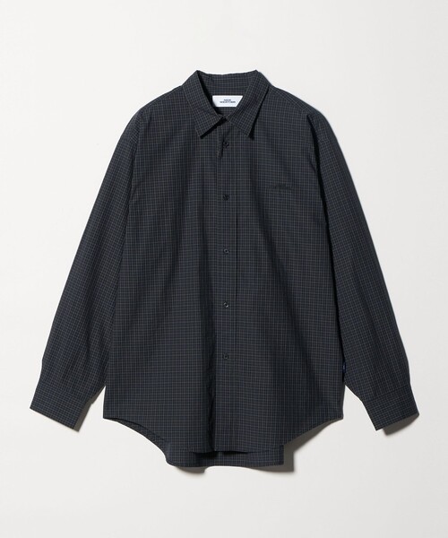 NICE WEATHER（ナイスウェザー）の「＜NICE WEATHER＞ロゴ チェックシャツ（シャツ/ブラウス・メンズ・ブラック/コバルトブルー/ダークブラウン・S/L/M/XS）」の2枚目の写真
