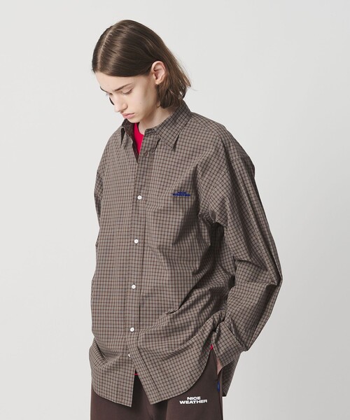 NICE WEATHER（ナイスウェザー）の「＜NICE WEATHER＞ロゴ チェックシャツ（シャツ/ブラウス・メンズ・ブラック/コバルトブルー/ダークブラウン・S/L/M/XS）」の21枚目の写真