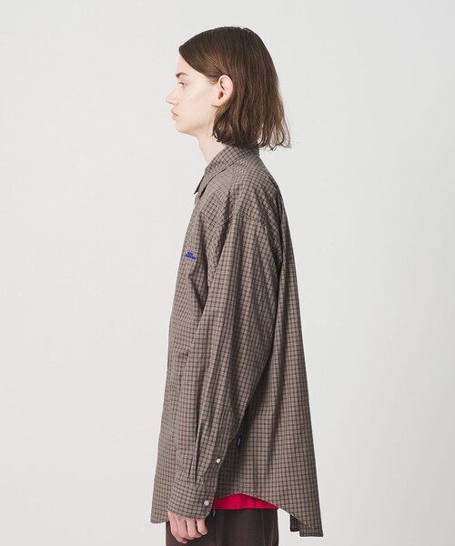 NICE WEATHER（ナイスウェザー）の「＜NICE WEATHER＞ロゴ チェックシャツ（シャツ/ブラウス・メンズ・ブラック/コバルトブルー/ダークブラウン・S/L/M/XS）」の4枚目の写真