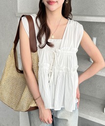 GeeRA（ジーラ）の「ギャザーリボンノースリブラウス（シャツ/ブラウス）」