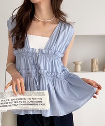 GeeRA（ジーラ）の「ギャザーリボンノースリブラウス（シャツ/ブラウス）」