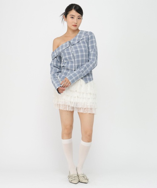 3.3 Field Trip (3.3フィールドトリップ)の「3.3 Field Trip/ワンショルチェックシャツ(シャツ/ブラウス・レディース・ブルー/ブラウン/ネイビー・FREE)」の18枚目の写真