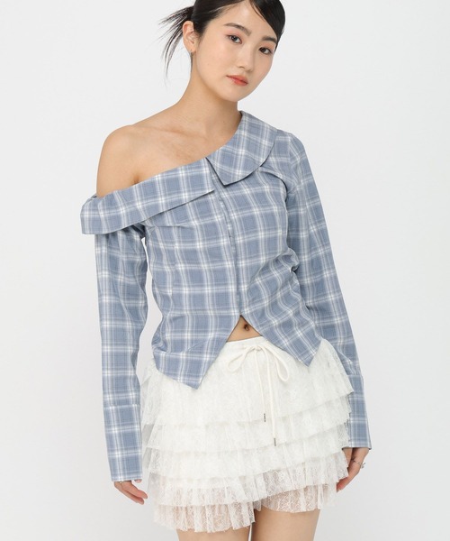 3.3 Field Trip (3.3フィールドトリップ)の「3.3 Field Trip/ワンショルチェックシャツ(シャツ/ブラウス・レディース・ブルー/ブラウン/ネイビー・FREE)」の20枚目の写真