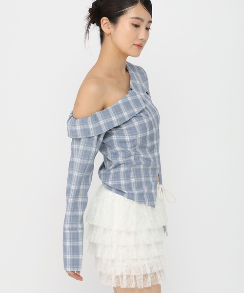 3.3 Field Trip (3.3フィールドトリップ)の「3.3 Field Trip/ワンショルチェックシャツ(シャツ/ブラウス・レディース・ブルー/ブラウン/ネイビー・FREE)」の21枚目の写真