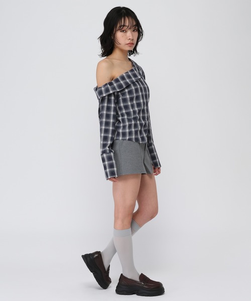 3.3 Field Trip (3.3フィールドトリップ)の「3.3 Field Trip/ワンショルチェックシャツ(シャツ/ブラウス・レディース・ブルー/ブラウン/ネイビー・FREE)」の7枚目の写真