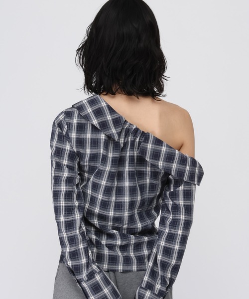 3.3 Field Trip (3.3フィールドトリップ)の「3.3 Field Trip/ワンショルチェックシャツ(シャツ/ブラウス・レディース・ブルー/ブラウン/ネイビー・FREE)」の11枚目の写真