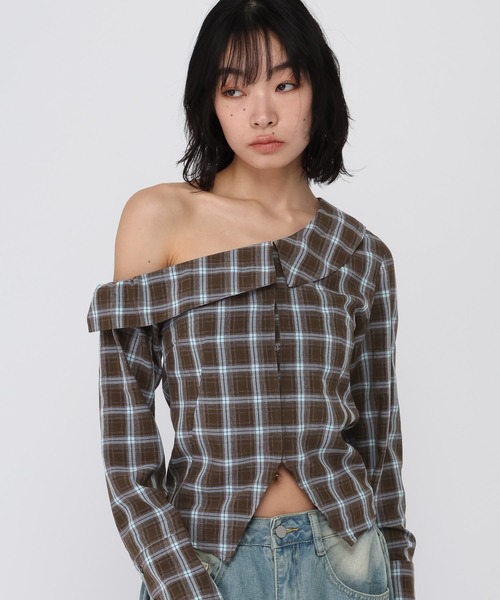 3.3 Field Trip (3.3フィールドトリップ)の「3.3 Field Trip/ワンショルチェックシャツ(シャツ/ブラウス・レディース・ブルー/ブラウン/ネイビー・FREE)」の14枚目の写真