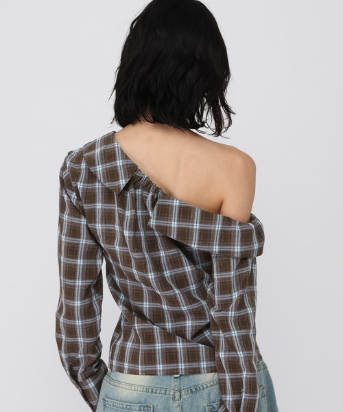 3.3 Field Trip (3.3フィールドトリップ)の「3.3 Field Trip/ワンショルチェックシャツ(シャツ/ブラウス・レディース・ブルー/ブラウン/ネイビー・FREE)」の16枚目の写真