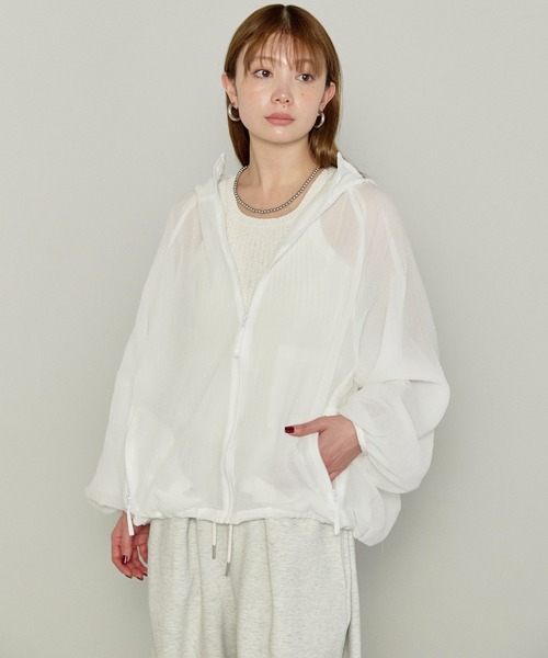 enhaut（アンオート）の「シアー リップストップ パーカー（パーカー・レディース・ホワイト/ネイビー/ブラック・FREE）」の7枚目の写真