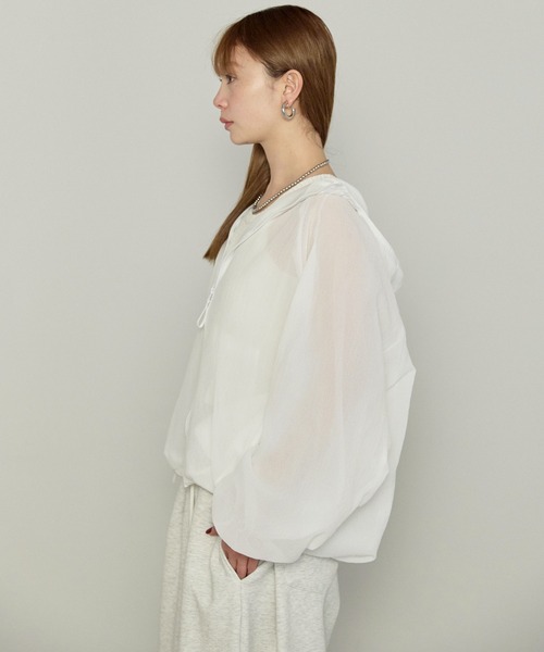 enhaut（アンオート）の「シアー リップストップ パーカー（パーカー・レディース・ホワイト/ネイビー/ブラック・FREE）」の9枚目の写真