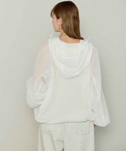 enhaut（アンオート）の「シアー リップストップ パーカー（パーカー・レディース・ホワイト/ネイビー/ブラック・FREE）」の11枚目の写真