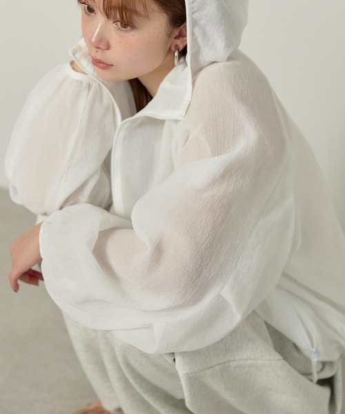 enhaut（アンオート）の「シアー リップストップ パーカー（パーカー・レディース・ホワイト/ネイビー/ブラック・FREE）」の20枚目の写真