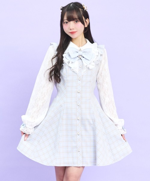 Secret Honey（シークレットハニー）の「袖レースラッフルワンピース（ワンピース・レディース・ピンク/ブルー・MEDIUM）」の2枚目の写真