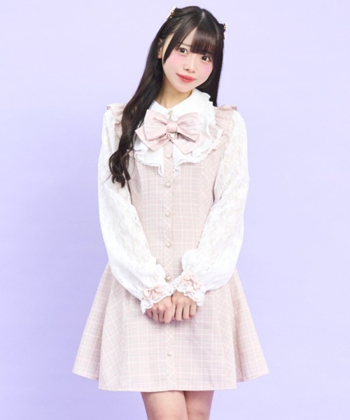 Secret Honey（シークレットハニー）の「袖レースラッフルワンピース（ワンピース・レディース・ピンク/ブルー・MEDIUM）」の4枚目の写真