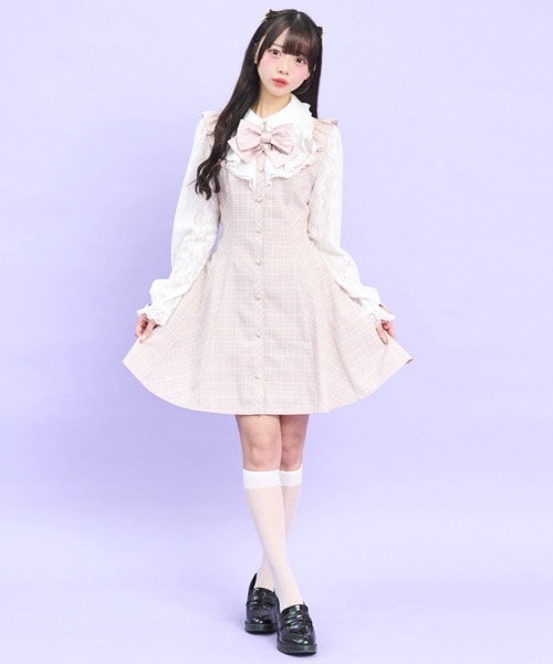 Secret Honey（シークレットハニー）の「袖レースラッフルワンピース（ワンピース・レディース・ピンク/ブルー・MEDIUM）」の3枚目の写真
