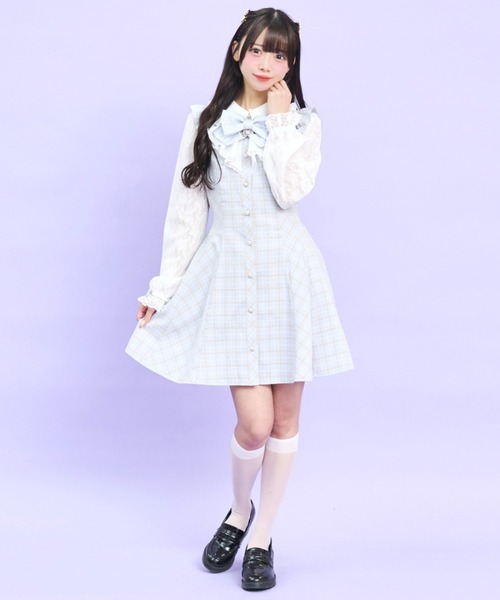 Secret Honey（シークレットハニー）の「袖レースラッフルワンピース（ワンピース・レディース・ピンク/ブルー・MEDIUM）」の6枚目の写真