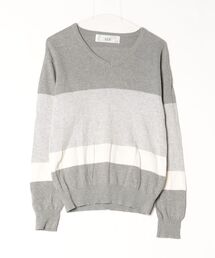 AKM（エイケイエム）の「ボーダー柄長袖ニット（ニット/セーター）」