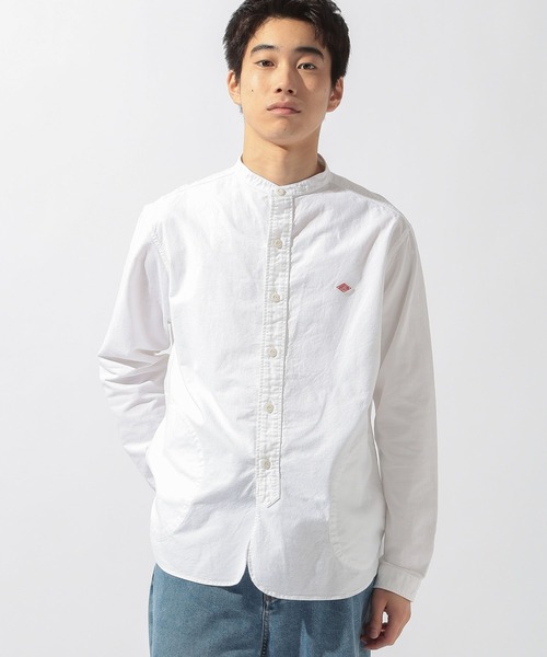 DANTON(ダントン)の「【DANTON(ダントン)】Oxford Band Collar Shirt(シャツ/ブラウス・メンズ・ホワイト/サックスブルー・MEDIUM/LARGE)」の1枚目の写真