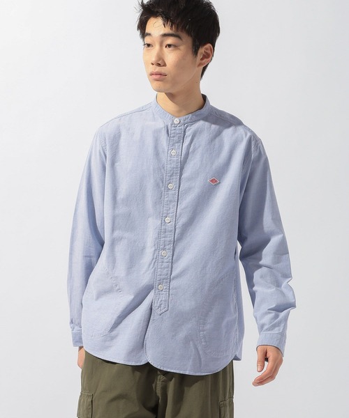 DANTON(ダントン)の「【DANTON(ダントン)】Oxford Band Collar Shirt(シャツ/ブラウス・メンズ・ホワイト/サックスブルー・MEDIUM/LARGE)」の2枚目の写真
