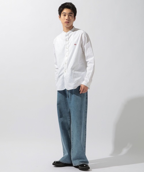 DANTON(ダントン)の「【DANTON(ダントン)】Oxford Band Collar Shirt(シャツ/ブラウス・メンズ・ホワイト/サックスブルー・MEDIUM/LARGE)」の3枚目の写真