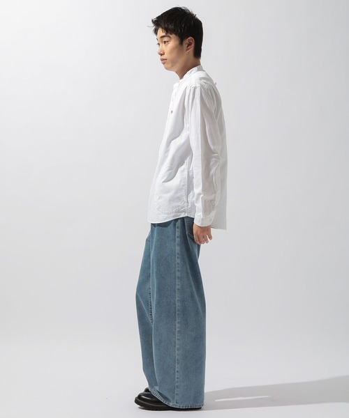DANTON(ダントン)の「【DANTON(ダントン)】Oxford Band Collar Shirt(シャツ/ブラウス・メンズ・ホワイト/サックスブルー・MEDIUM/LARGE)」の4枚目の写真