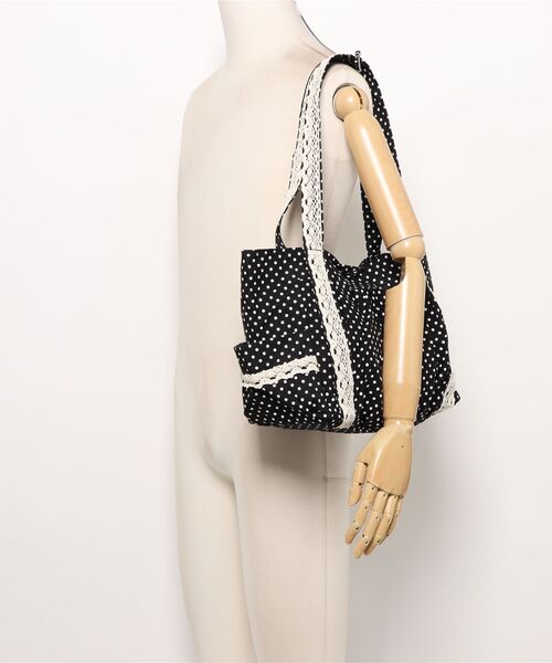 Mayree(メイリー)の「【urge select】ドット柄×レース トートバッグ【A4サイズ収納可能】(トートバッグ・レディース・アイボリー/ブラック・FREE)」の6枚目の写真