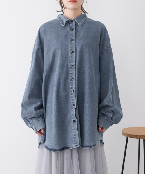 Bou Jeloud(ブージュルード)の「デニムチュニック(Tシャツ/カットソー・レディース・ブルー/インディゴブルー・FREE)」の5枚目の写真