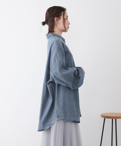 Bou Jeloud(ブージュルード)の「デニムチュニック(Tシャツ/カットソー・レディース・ブルー/インディゴブルー・FREE)」の6枚目の写真