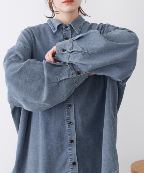 Bou Jeloud(ブージュルード)の「デニムチュニック(Tシャツ/カットソー・レディース・ブルー/インディゴブルー・FREE)」の9枚目の写真