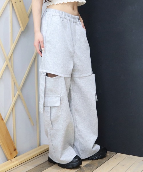CECIL McBEE(セシルマクビー)の「ダンボールサイドカットカーゴパンツ(スウェットパンツ・レディース・グレー/ブラック・LARGE/MEDIUM)」の6枚目の写真