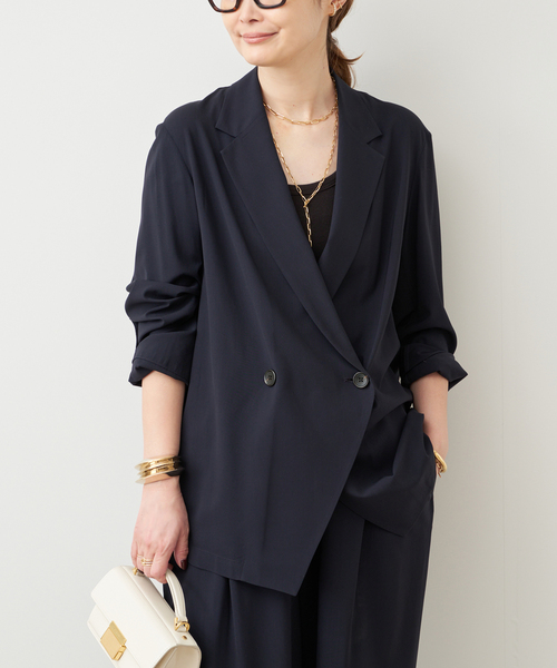 Deuxieme Classe（ドゥーズィエムクラス）の「SPWOOL シャツジャケット（テーラードジャケット・レディース・モカ/ネイビー・FREE）」の2枚目の写真