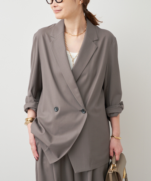 Deuxieme Classe（ドゥーズィエムクラス）の「SPWOOL シャツジャケット（テーラードジャケット・レディース・モカ/ネイビー・FREE）」の5枚目の写真