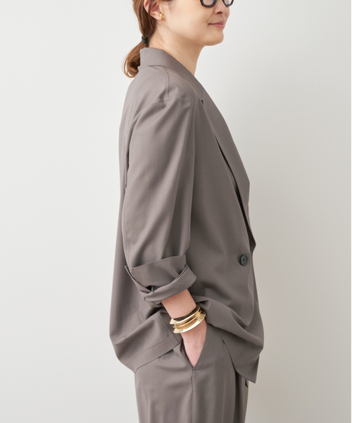 Deuxieme Classe（ドゥーズィエムクラス）の「SPWOOL シャツジャケット（テーラードジャケット・レディース・モカ/ネイビー・FREE）」の6枚目の写真