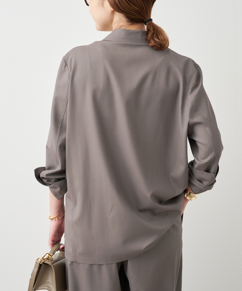 Deuxieme Classe（ドゥーズィエムクラス）の「SPWOOL シャツジャケット（テーラードジャケット・レディース・モカ/ネイビー・FREE）」の7枚目の写真