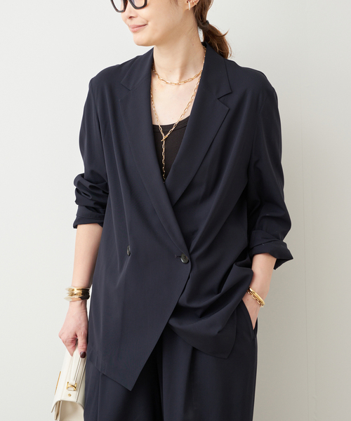 Deuxieme Classe（ドゥーズィエムクラス）の「SPWOOL シャツジャケット（テーラードジャケット・レディース・モカ/ネイビー・FREE）」の12枚目の写真