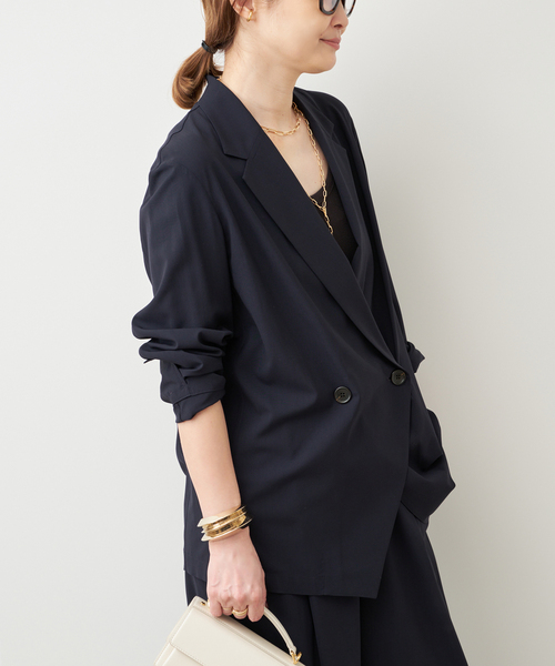 Deuxieme Classe（ドゥーズィエムクラス）の「SPWOOL シャツジャケット（テーラードジャケット・レディース・モカ/ネイビー・FREE）」の13枚目の写真